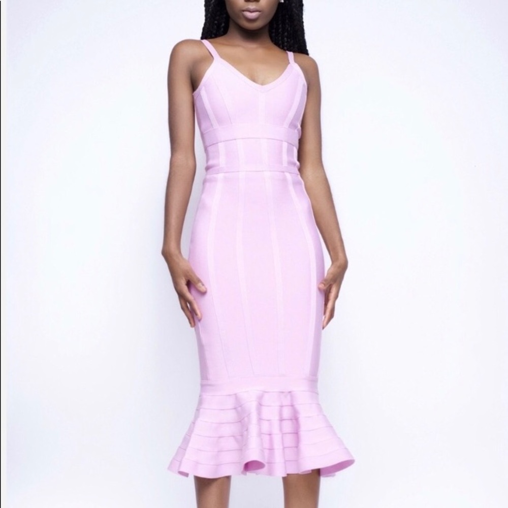 Pink Midi Bandage Mermaid Dress